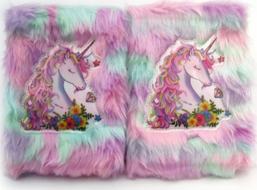 Çiçekli Unicorn Tasarımlı Peluş Hatıra Defteri