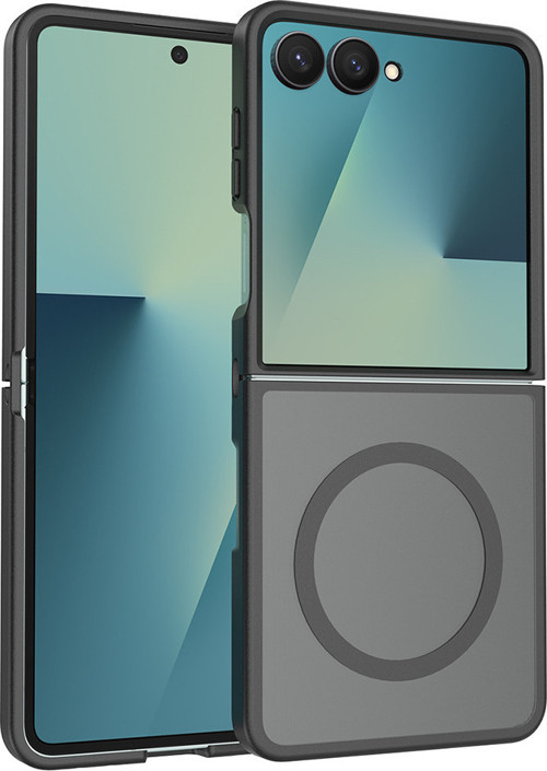 Galaxy Z Flip 8 Kılıf MagSafe Şarj Özellikli Kamera Korumalı Arkası Buzlu Şeffaf Lunex Kapak