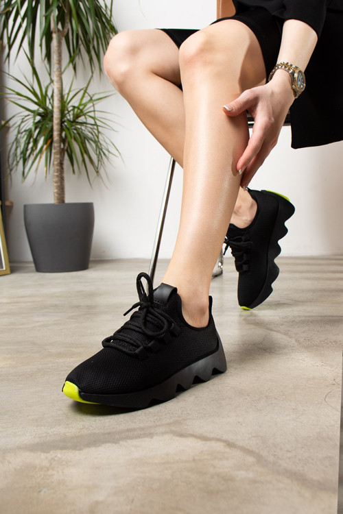 Günlük Kadın Sneaker Spor Ayakkabı Triko Tırtıklı Kalın Tabanlı Hafif Esnek Hava Alabilen 300