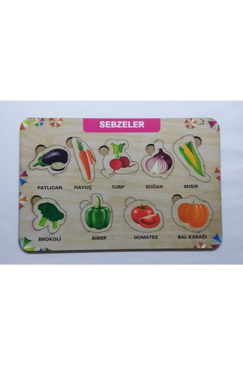 Ahşap Sebzeler Puzzle Eğitici Oyuncak