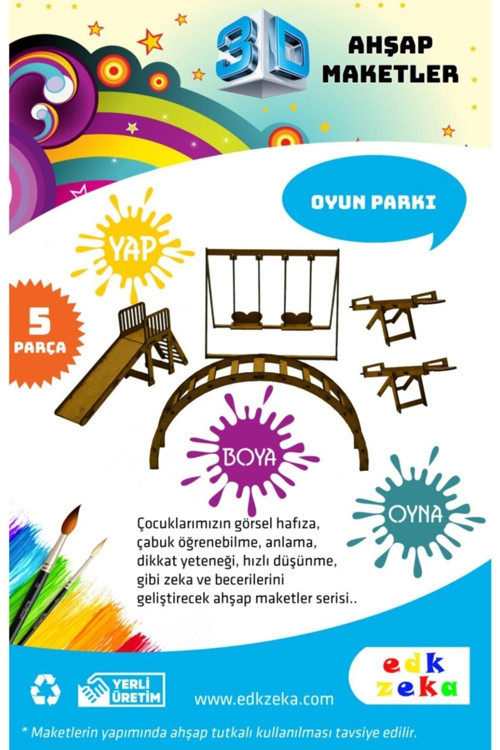 Ahşap Oyun Parkı Maketi - Ahşap Boyanabilir Maket