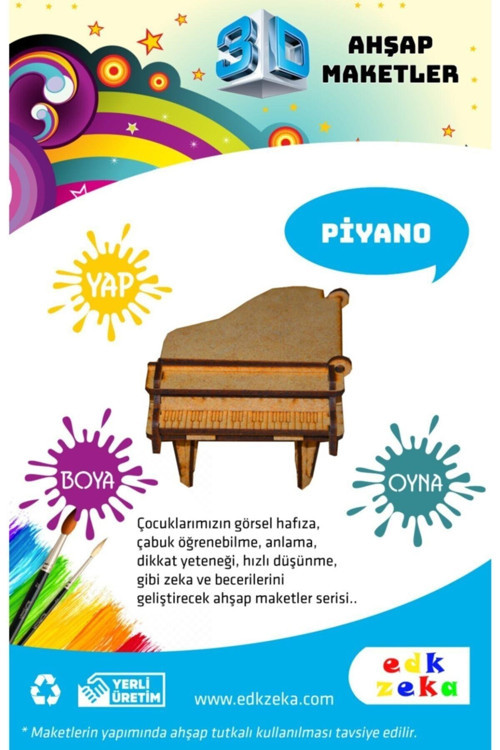 Ahşap Piyano Maketi - Ahşap Boyanabilir Maket