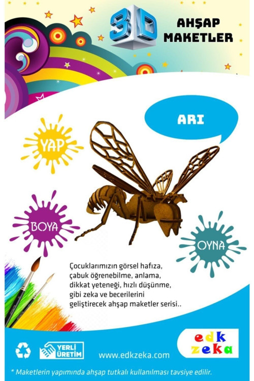 Ahşap Arı Maketi Ahşap Boyanabilir Maket