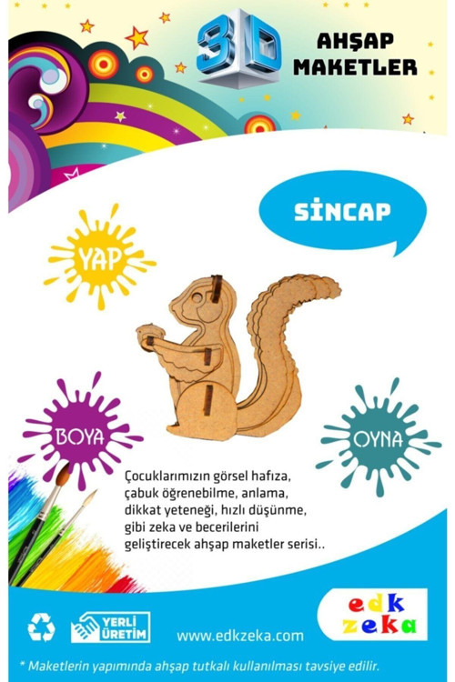Ahşap Sincap Maketi - (Boya Dahil Değildir)