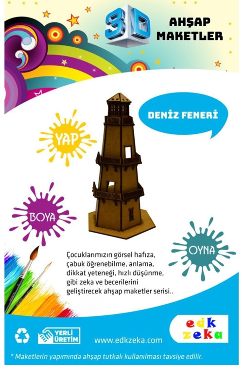 Ahşap Deniz Feneri Maketi - (Boya Dahil Değildir)
