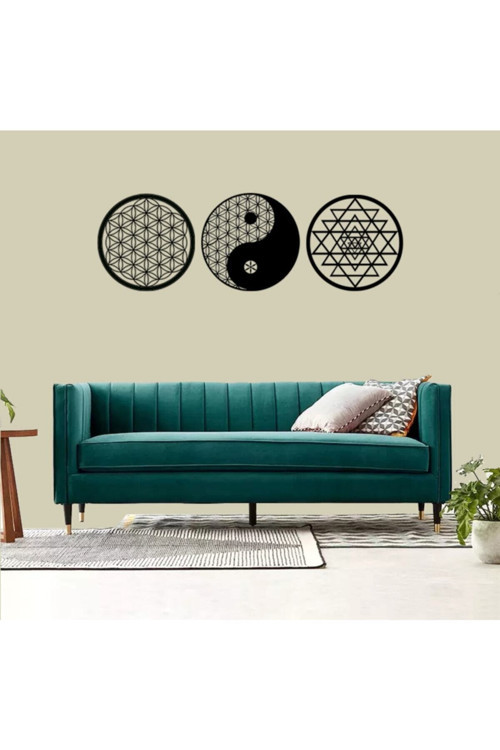 Yaşam Çiçeği Sri Yantra Yin Yang 3'Lü Set