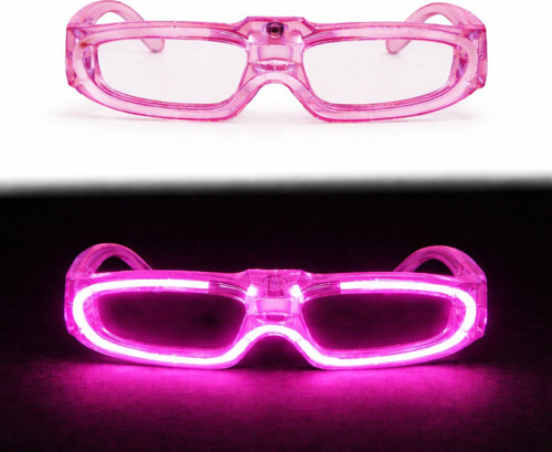 Pembe LED Işıklı Parti Gözlüğü 3 Modlu? Glow & Gece Eğlence Gözlüğü