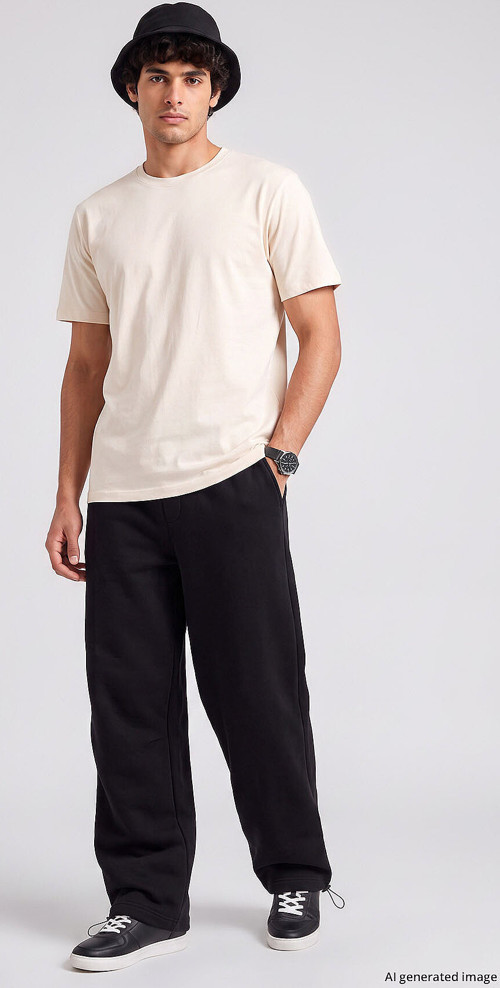 Siyah Lastikli Erkek Baggy Eşofman Alt - 82200