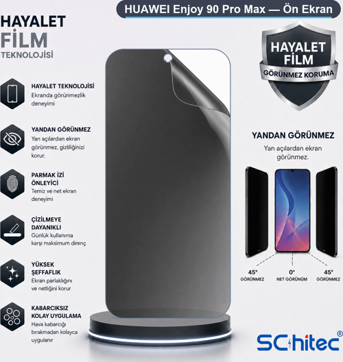 HUAWEI Enjoy 90 Pro Max Uyumlu Ön Yüzey Hayalet Privacy Hidrojel Ekran Koruyucu