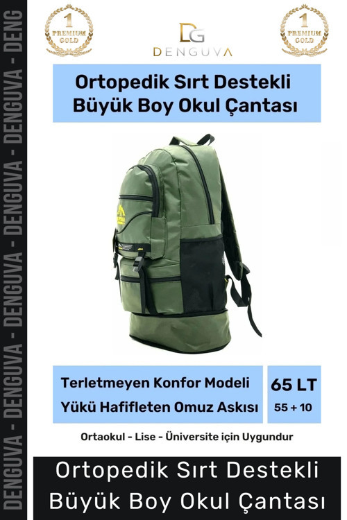 Büyük Boy Ortopedik & Terletmeyen Konfor Modeli Çok Gözlü Bölmeli Lise Ortaokul Okul Sırt Çantası