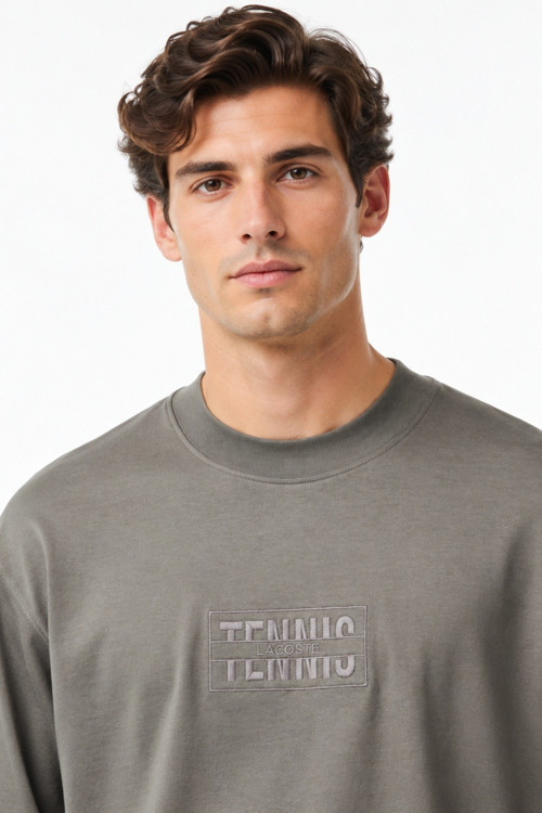 Men's Loose Fit Mens Sweatshirt Bol Kesim Bisiklet Yaka Organik Pamuk Erkek Sweatshirt Gri
