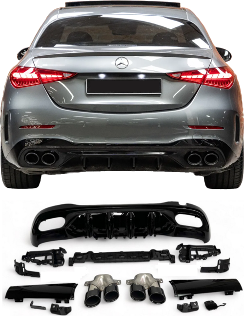 Mercedes W206 c43 amg arka tampon difüzör ve egzoz ucu amg 2021