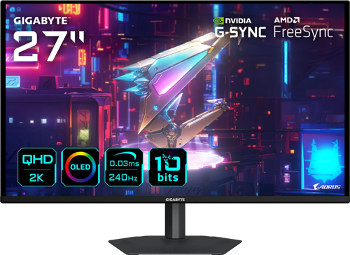 GIGABYTE GO27Q24A 27" 240Hz 0.03ms 2K G-Sync HDR10 QHD QD-OLED Pivot Gaming (Oyuncu) Monitör