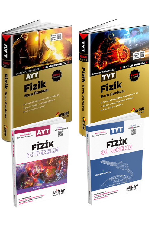 Aydın Tyt+Ayt Fizik Konu Özetli Soru Bankası Ve Miray Deneme Seti (4 Kitap)