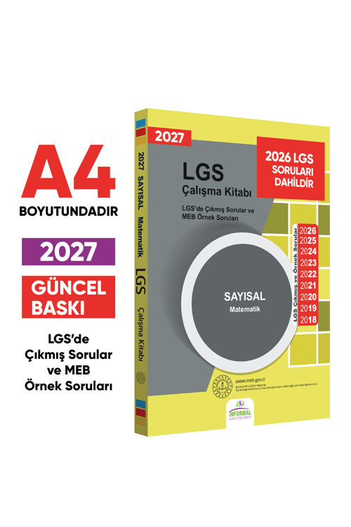 2027 Lgs 8.Sınıf Çıkmış Ve Meb Örnek Soruları Matematik Sayısal Çalışma Kitabı A4 Renkli Baskı