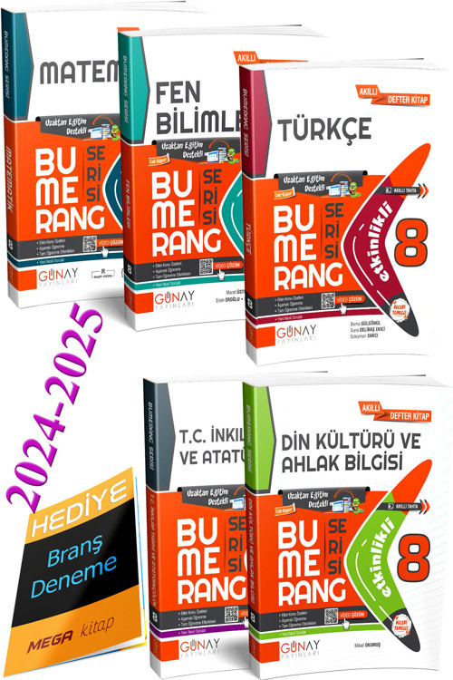 2024 2025 Lgs 8. Sınıf Bumerang Konu Anlatımlı Ve Etkinlikli Sb Seti 5 Ders (Branş Deneme Hediye)