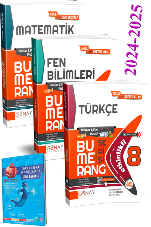 2024 2025 Lgs 8. Sınıf Bumerang Konu Anlatımlı Ve Etkinlikli Soru Seti 3 Ders (Görsel Okuma Hediye)