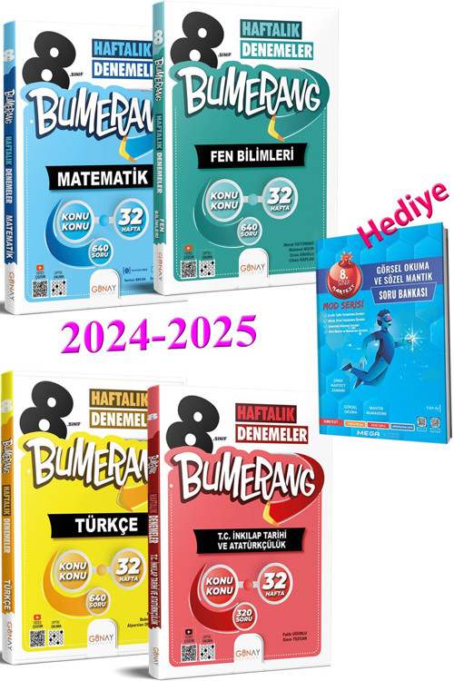 2025 8.Sınıf Lgs Bumerang 32’Lik Haftalık Deneme Seti 4 Ders (Görsel Okuma Sözel Mantık Sb Hediye)