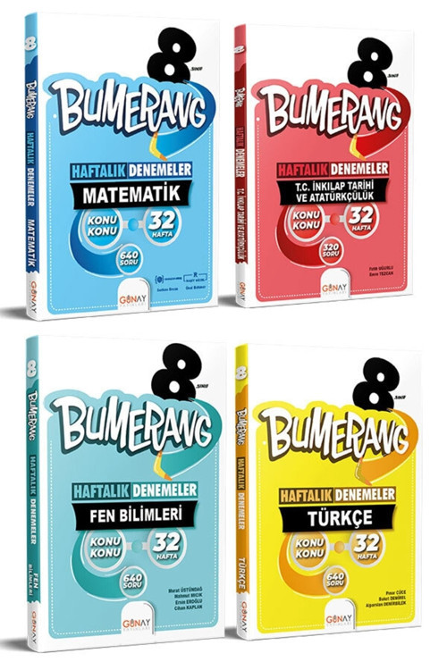 Yayınları 8.Sınıf Lgs Bumerang 32 Haftalık Deneme Seti 4 Kitap