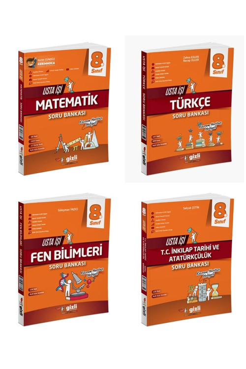 Gizli 2025 8. Sınıf Lgs Matematik + Türkçe + Fen + İnkılap Usta İşi Soru + Kavram Haritası Seti 4 Ki
