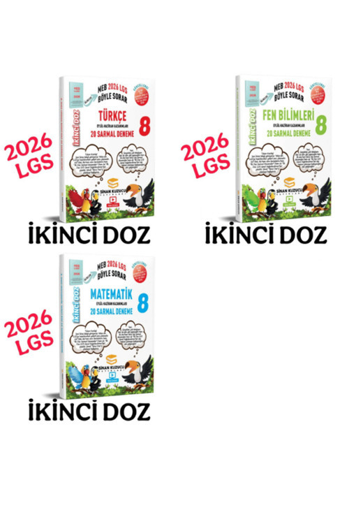 8.Sınıf İkinci Doz Sarmal Branş Denemeleri Matematik-Türkçe-Fen Bilmleri 3'Lü Set 2026 Lgs