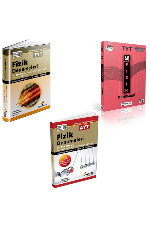 Aydın Ve Oksijen Tyt Fizik Deneme Sınavı Seti, Aydın Ayt Fizik 1.Dönem Deneme (3 Kitap)