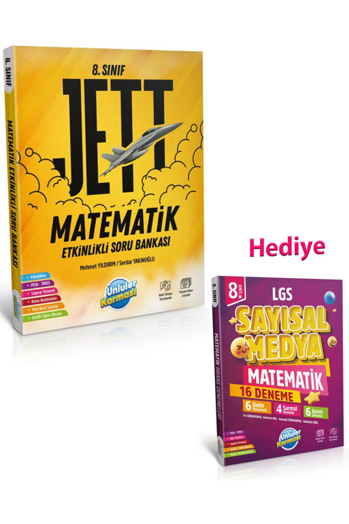 8.Sınıf Jett Matematik Etkinlikli Soru Bankası + Medya Matematik Deneme (2 Kitap)