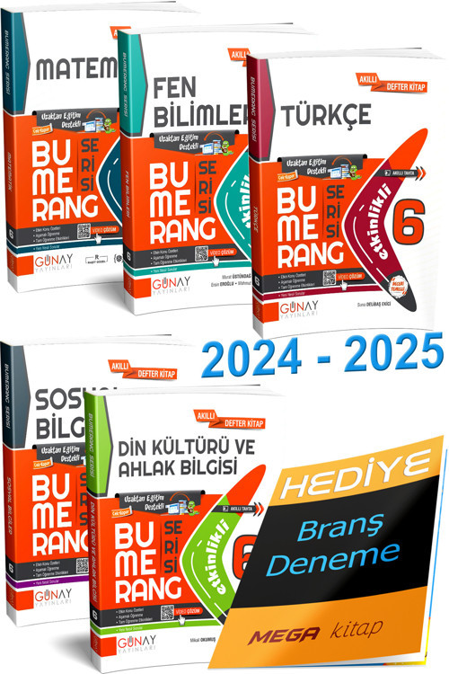 2024 2025 6.Sınıf Bumerang Etkinlikli Konu Anlatımlı Soru Bankası Seti 5 Ders (Brans Deneme Hediye)