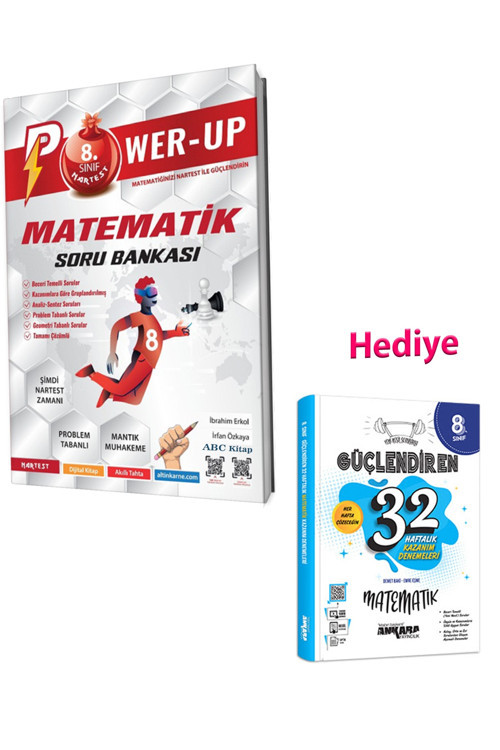 Nartest 8.Sınıf Power-Up Matematik Soru Bankası Ve Ankara 32 Haftalık Matematik Deneme (2 Kitap)