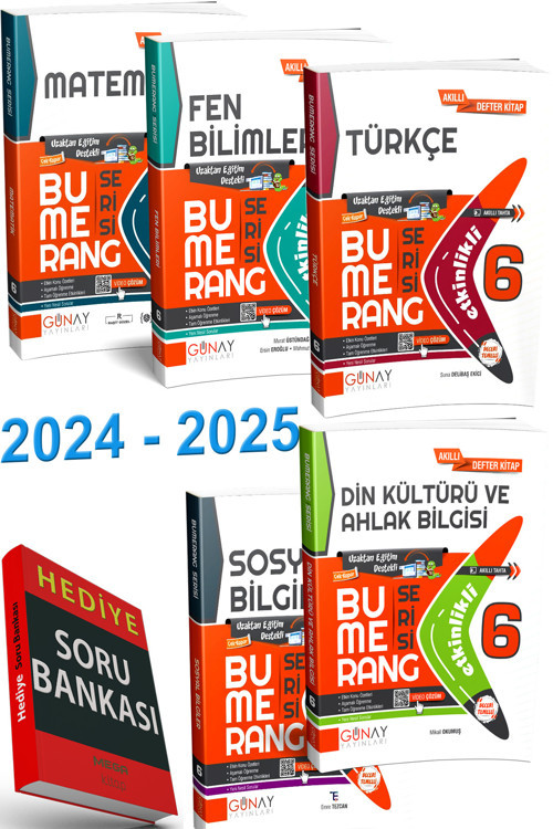 2024 2025 6.Sınıf Bumerang Etkinlikli Konu Anlatımlı Soru Bankası Seti 5 Ders (Soru Bankası Hediye)