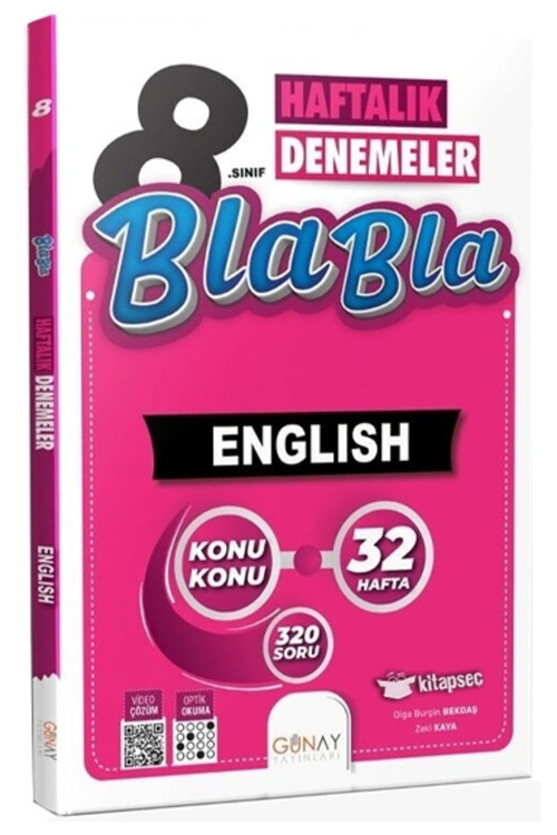 2024 Günay 8.Sınıf 32 Haftalık Bla Bla İngilizce Denemeleri