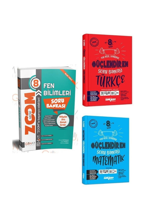 Lgs 8.Sınıf Güçlendiren Matematik+Türkçe Soru Bankası+Günay Yayınları Zoom Fen Bilimleri Soru Set