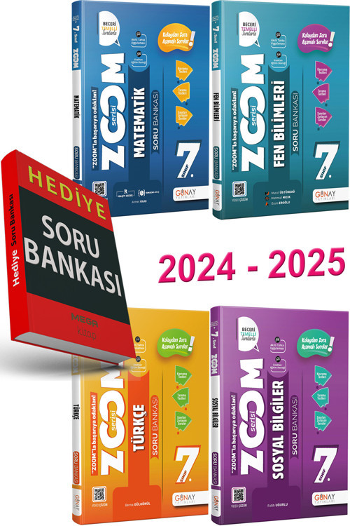 2024 2025 7.Sınıf Zoom Serisi Soru Bankası Seti 4 Ders (Soru Bankası Hediyeli)