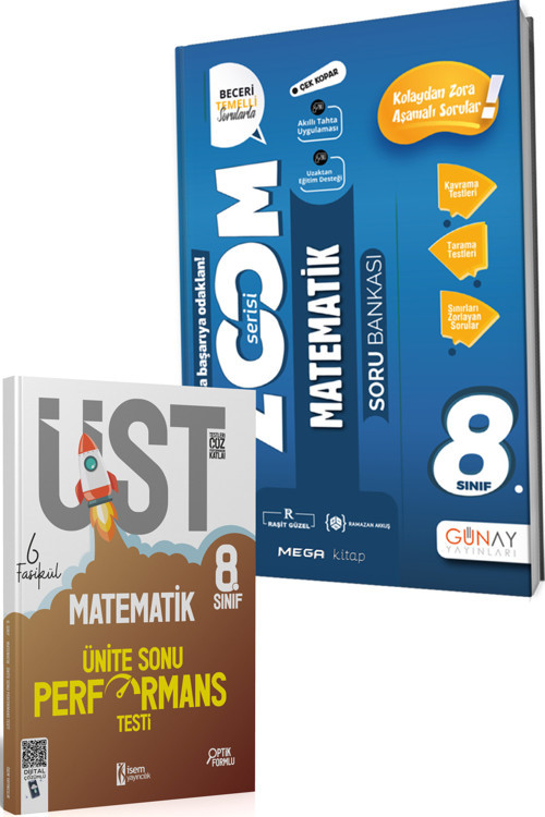 2024 Günay 8.Sınıf Zoom Serisi Matematik Soru Bankası (İsem Matematik Ünite Sonu Performans Testi)