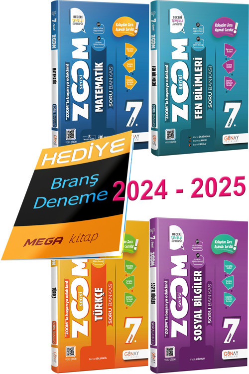 2024 2025 7.Sınıf Zoom Serisi Soru Bankası Seti 4 Ders (Branş Deneme Hediyeli)