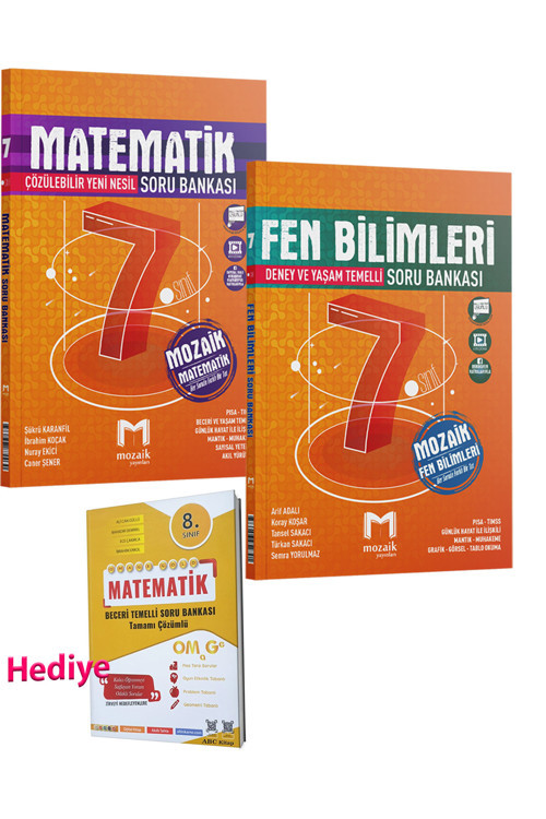 Mozaik 7. Sınıf Matematik Fen Bilimleri Soru Seti 2024 (Omage Gold Tüm Dersler Deneme Hediye)