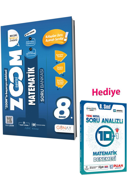 8.Sınıf Zoom Serisi Matematik Soru Bankası Ve Puan Matematik Deneme 2023 (2 Kitap)