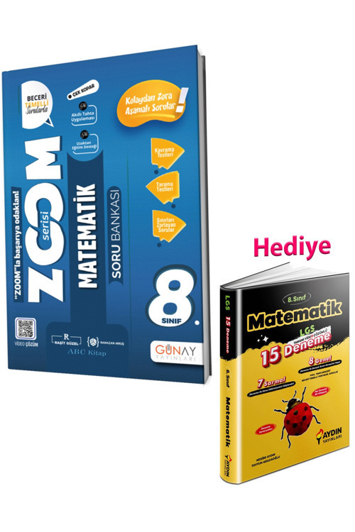 8.Sınıf Zoom Serisi Matematik Soru Bankası Ve Aydın 15 Matematik Deneme 2023 (2 Kitap)