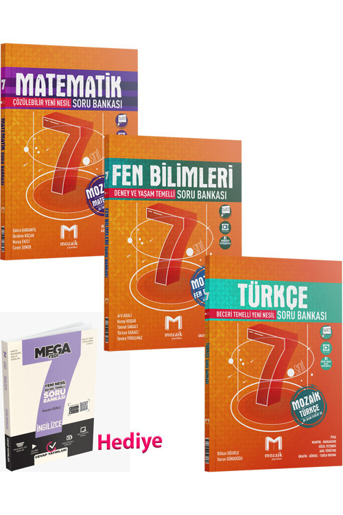 7. Sınıf Matematik Fen Türkçe Soru Bankası Seti 2024 (Mega İngilizce Soru Bankası Hediye)