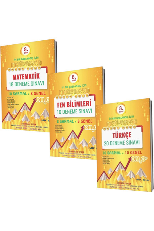 8. Sınıf Omage Motivasyon Matematik Fen Türkçe Deneme Sınavı Seti Nartest (3 Kitap)