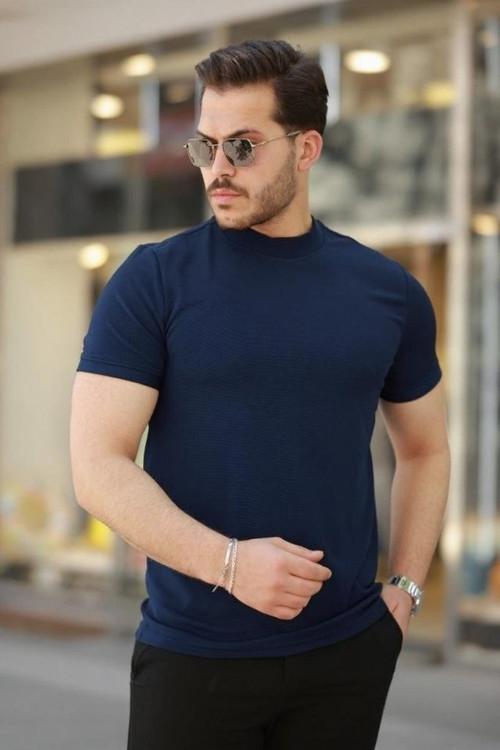 Erkek Yarım Balıkçı Yaka Kısa Kollu T-shirt