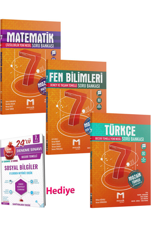 Mozaik 7. Sınıf Matematik Fen Türkçe Soru Bankası Seti 2024 (Nartest Sosyal Deneme Hediye)