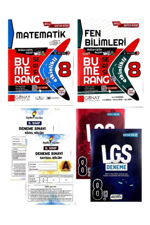 Günay Bumerang 8.Sınıf Matematik,Fen Etkinlikli Soru Seti(2 Çeşit Deneme Hediyeli)