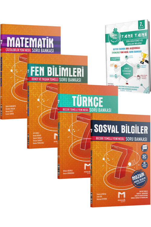 Mozaik 7. Sınıf Matematik Fen Türkçe Sosyal Soru Bankası Seti 2024 (Din Kültürü Sb Hediye)