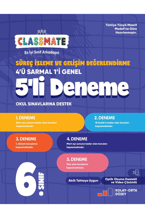 Okyanus Yayınları 6. Sınıf Classmate Süreç İzleme Ve Gelişim Değerlendirme 5Li Deneme