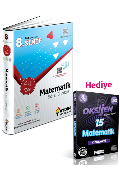 8. Sınıf Matematik Üç Adım Soru Bankası Ve Oksijen Matematik Deneme (2 Kitap)