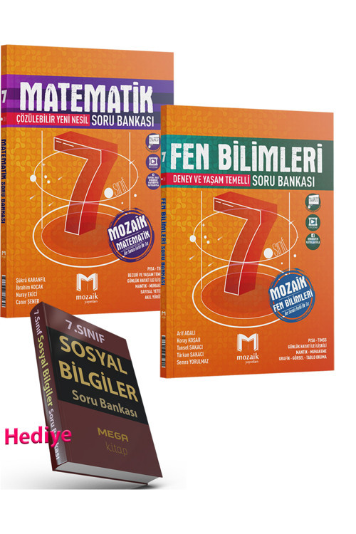 Mozaik 7. Sınıf Matematik Fen Bilimleri Soru Seti 2024 (Sosyal Soru Bankası Hediye)