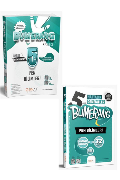 Günay Yayıncılık 5.Sınıf Bumerang Fen Bilimlerı + 5.Sınıf Bumerang 32 Haftalık Fen Denemeleri