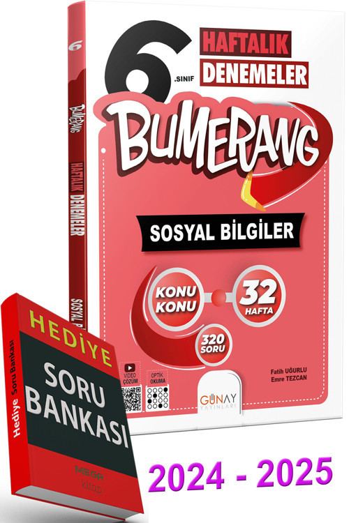 2024 2025 6.Sınıf Bumerang 32 Haftalık Sosyal Bilgiler Denemeleri (Soru Bankası Hediyeli)