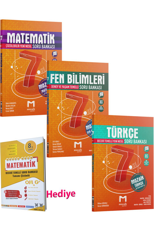 Mozaik 7. Sınıf Matematik Fen Türkçe Soru Bankası Seti 2024 (Nartest Omage 5'Li Deneme Hediye)